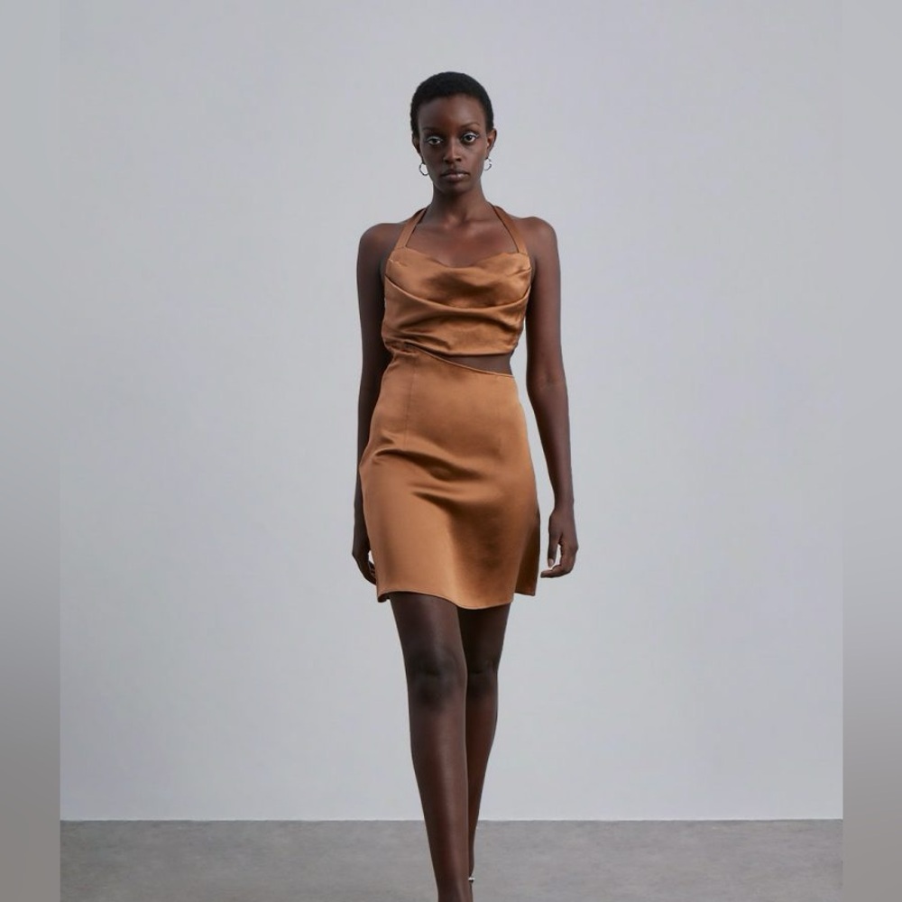 Silk maison Dress Brown Satin Dress